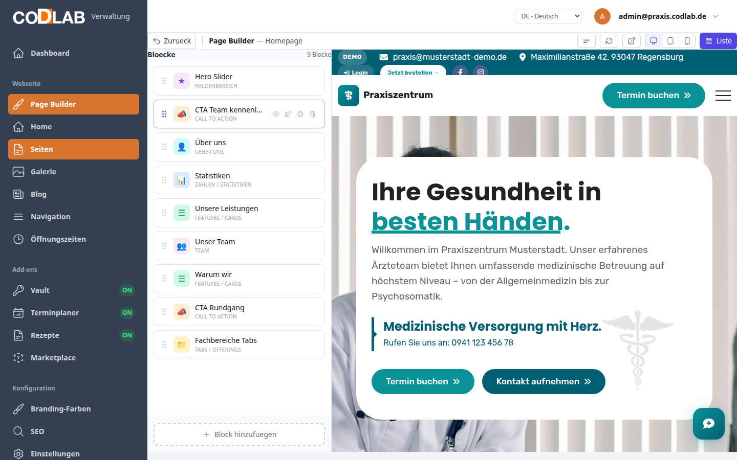 CODLAB Page Builder - Visueller Seiteneditor mit Drag & Drop