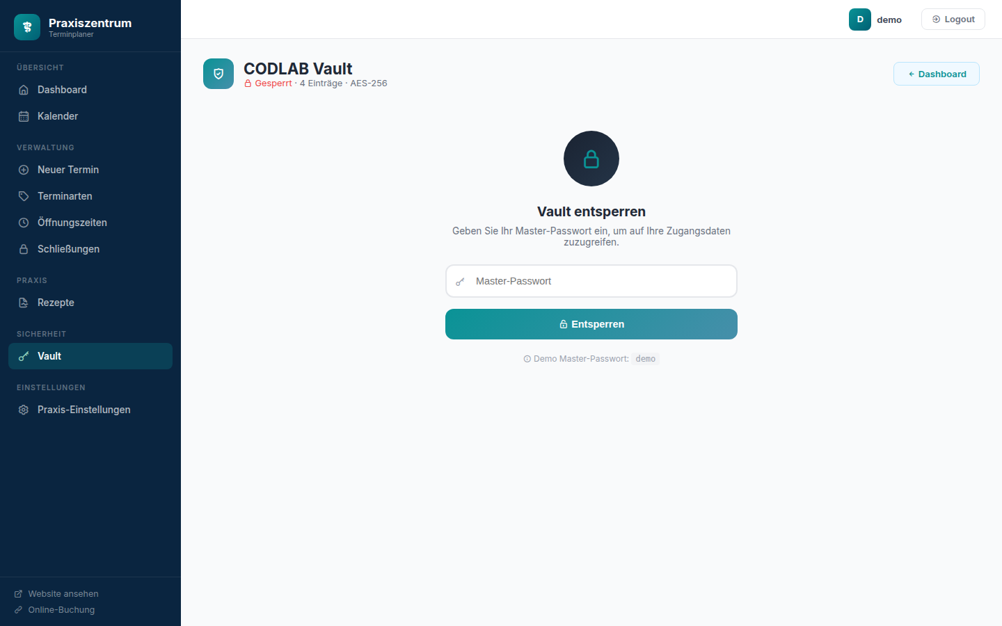 CODLAB Vault - Passwort-Manager mit AES-256 Verschlüsselung