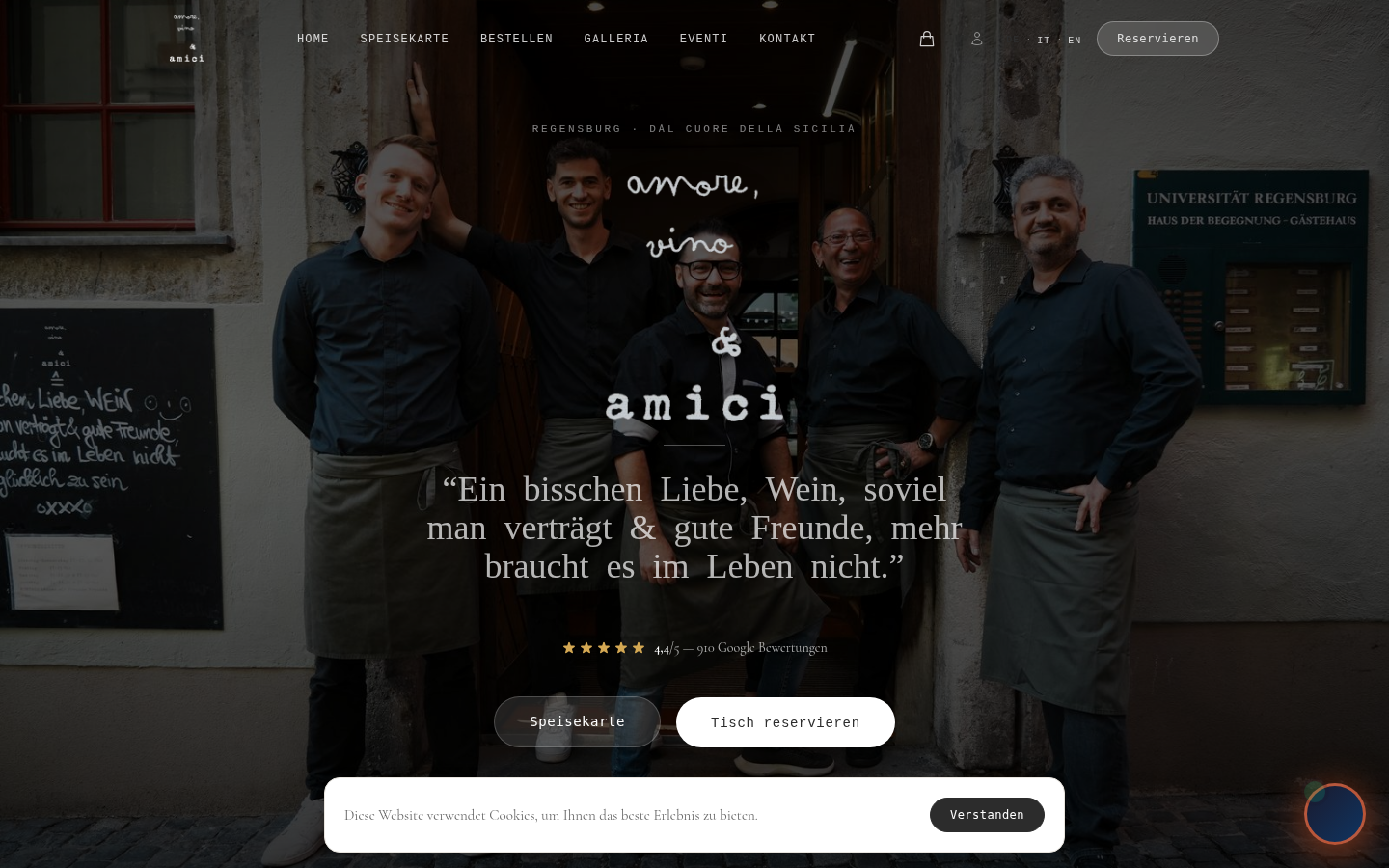 Amore Vino Amici - Ristorante Siciliano Website